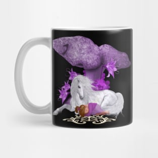 White unicorn with sleeping fairy Mug